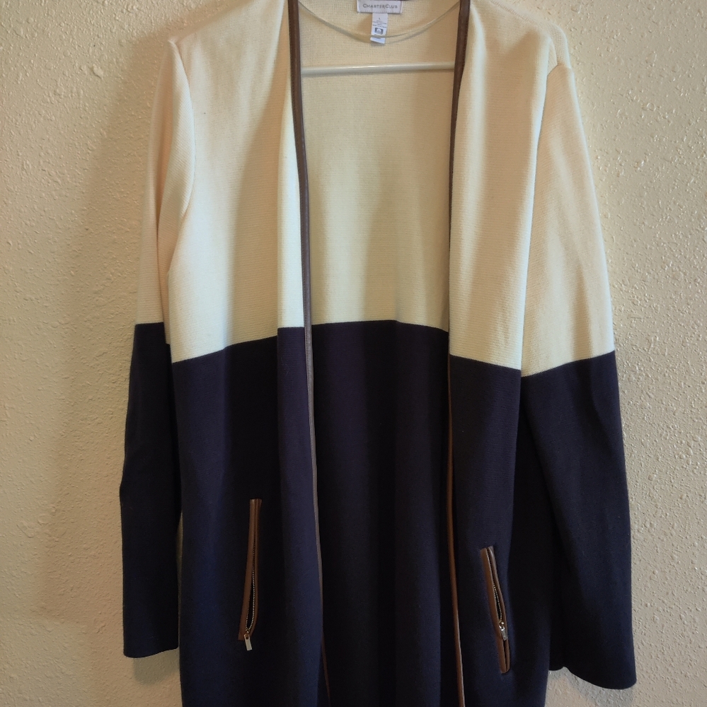 CharterClub color blocked womens long cardigan